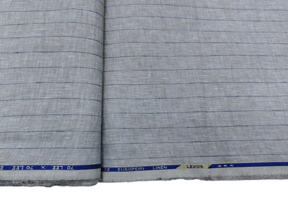 100% Pure European Linen 70 LEA Shirting Fabric (Stoned Beige, Striped)