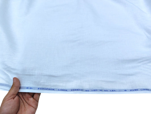 100% Pure European Linen 60 Lea Shirting Fabric (White, Plain )