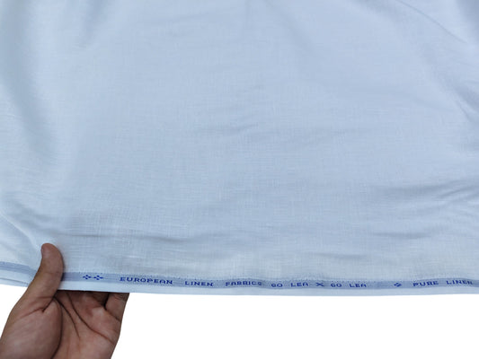 100% Pure European Linen 60 Lea Shirting Fabric (White, Plain )