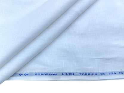 100% Pure European Linen 60 Lea Shirting Fabric (White, Plain )