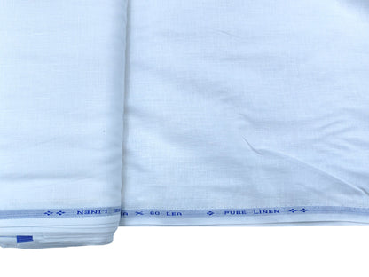 100% Pure European Linen 60 Lea Shirting Fabric (White, Plain )