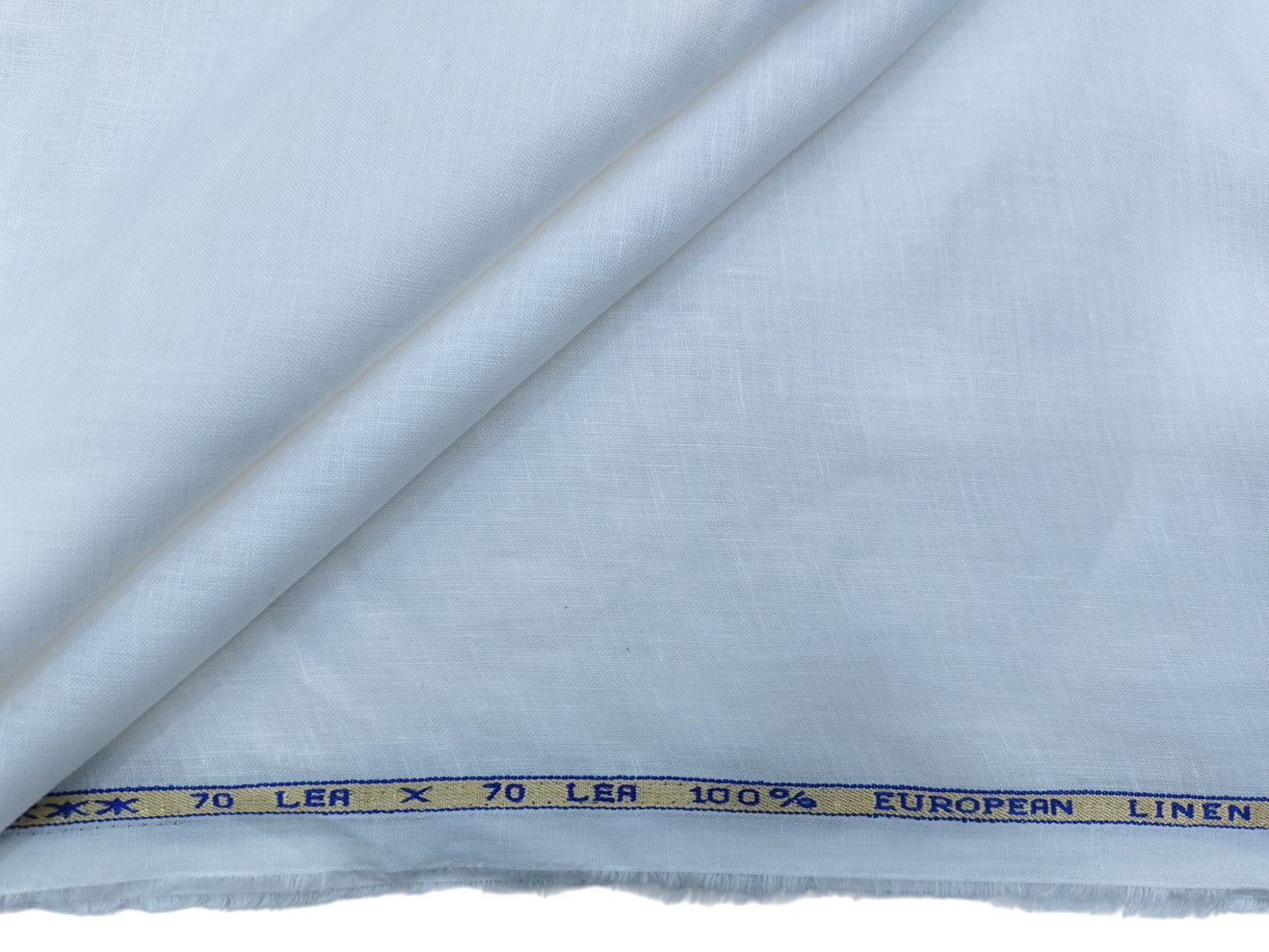 100% Pure European Linen 70 Lea Shirting Fabric (White, Plain )