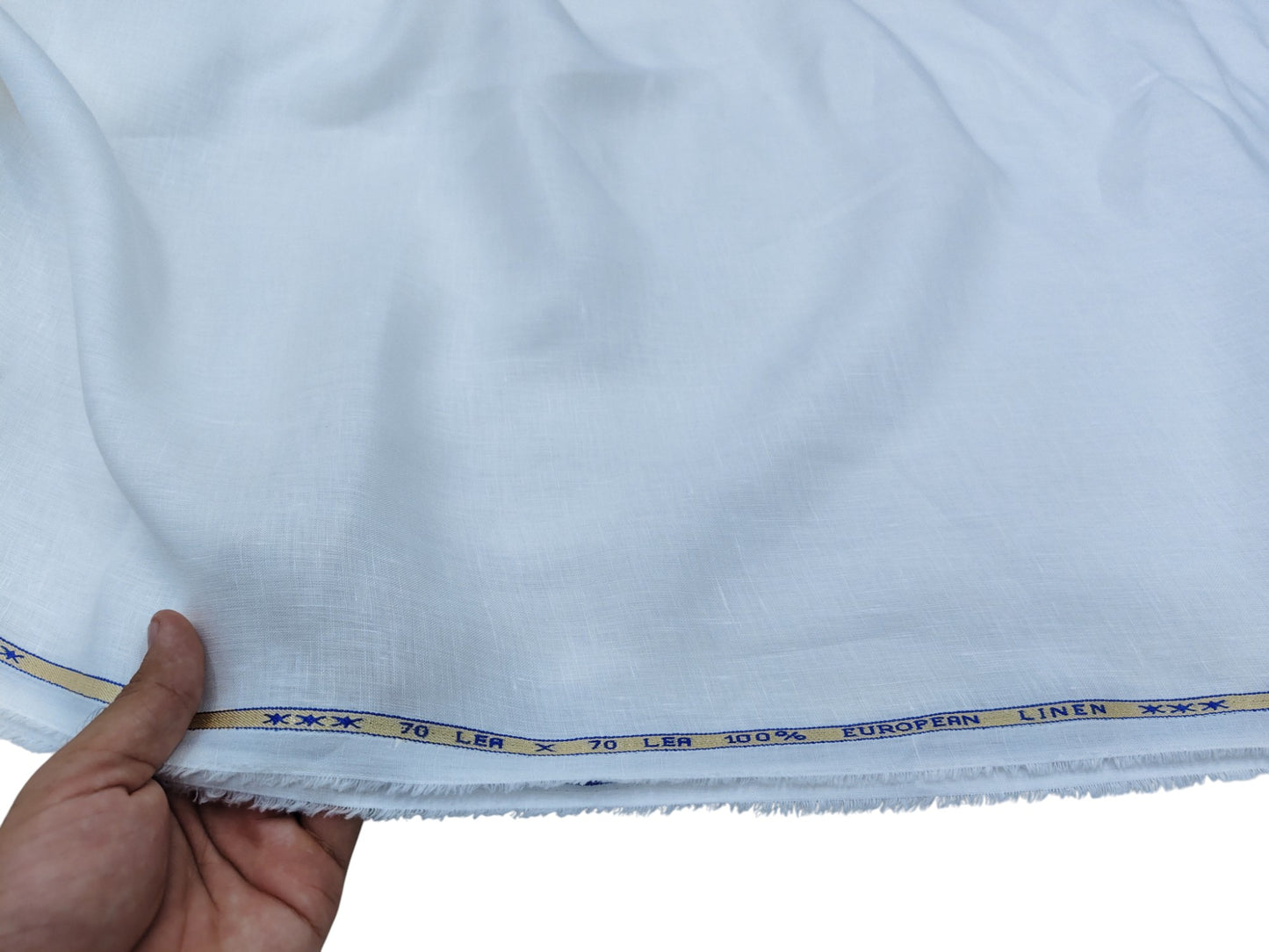 100% Pure European Linen 70 Lea Shirting Fabric (White, Plain )