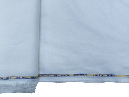 100% Pure European Linen 70 Lea Shirting Fabric (White, Plain )