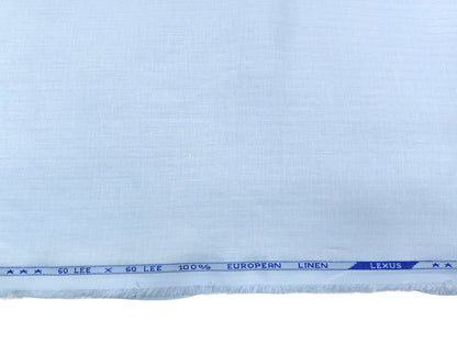 100% Pure European Linen 60 Lea Shirting Fabric (White, Striped)