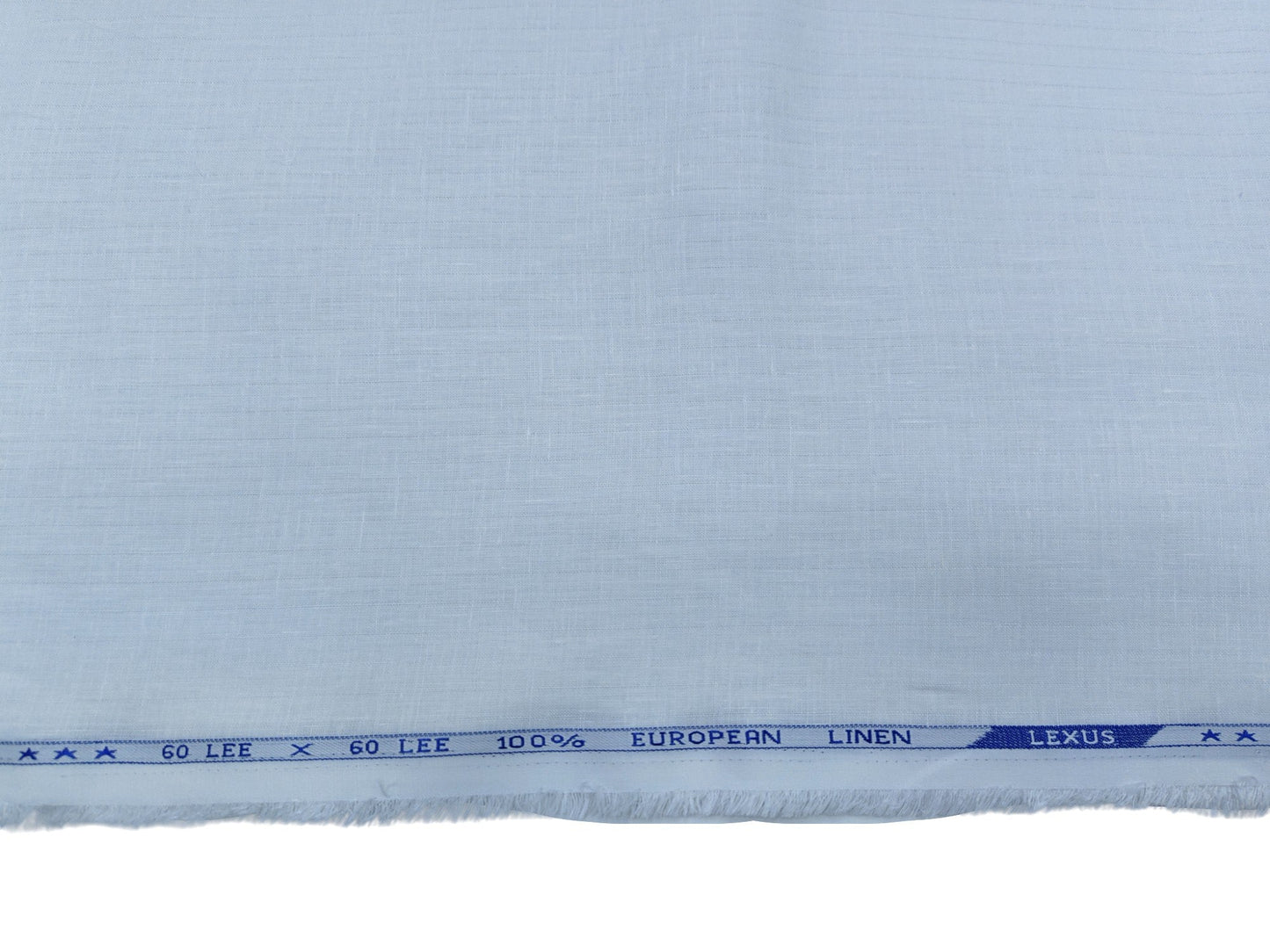 100% Pure European Linen 60 Lea Shirting Fabric (White, Striped)
