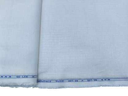 100% Pure European Linen 60 Lea Shirting Fabric (White, Striped)