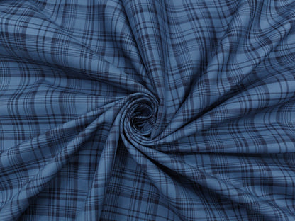 Nemssis 100% Giza Cotton Luxury Shirting Fabric (Blueish Grey, Checks)