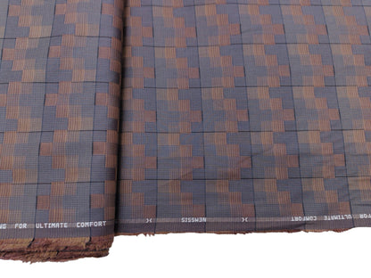 Nemssis 100% Luxury Cotton Shirting Fabric (Brown, Patterned)