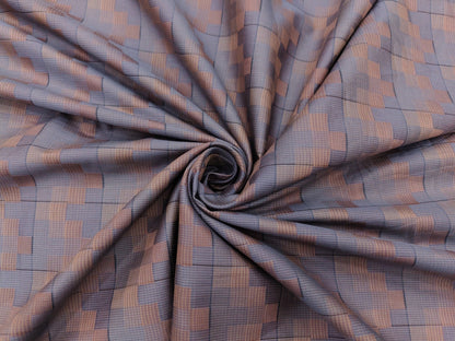 Nemssis 100% Luxury Cotton Shirting Fabric (Brown, Patterned)