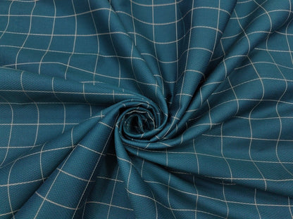 Avant Moda 100% Superfine Giza Cotton Shirting Fabric (Green, Checks)