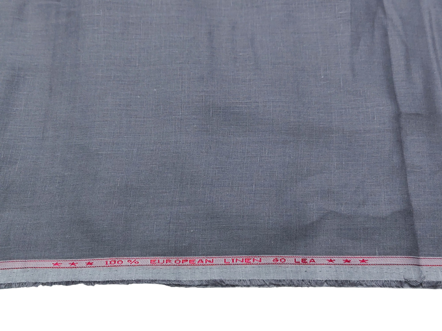100% European Linen 60 LEA Shirting Fabric (Grey, Plain )