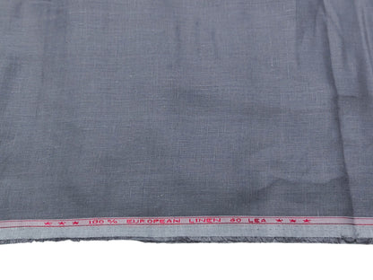 100% European Linen 60 LEA Shirting Fabric (Grey, Plain )