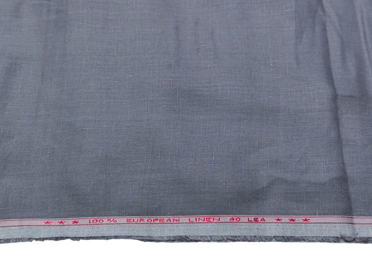 100% European Linen 60 LEA Shirting Fabric (Grey, Plain )