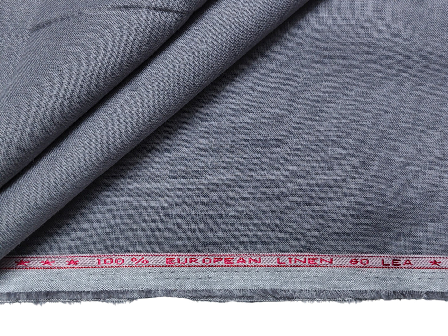 100% European Linen 60 LEA Shirting Fabric (Grey, Plain )