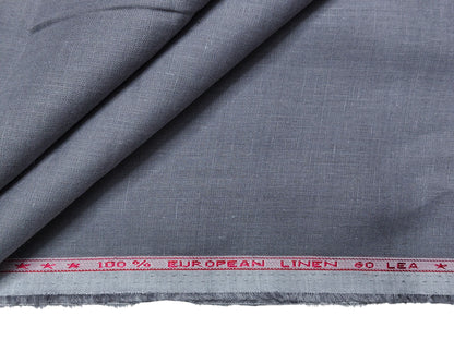 100% European Linen 60 LEA Shirting Fabric (Grey, Plain )
