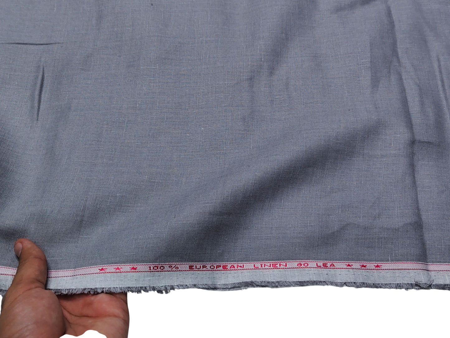 100% European Linen 60 LEA Shirting Fabric (Grey, Plain )