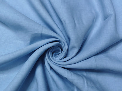 100% European Linen 60 LEA Shirting Fabric (Sky Blue, Plain )