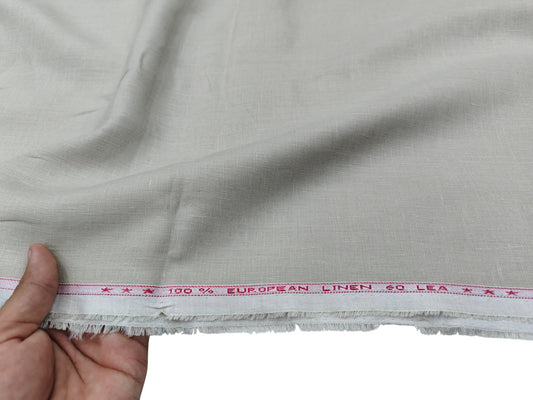 100% European Linen 60 LEA Shirting Fabric (Classic Beige, Plain )