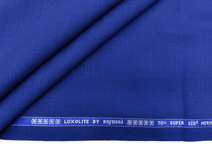 Raymond Luxolite 70% Wool Super 120's Premium Suiting Fabric (Royal Blue, Checks)
