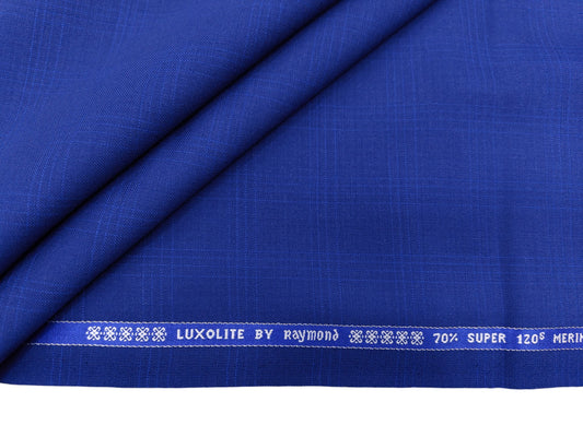 Raymond Luxolite 70% Wool Super 120's Premium Suiting Fabric (Royal Blue, Checks)