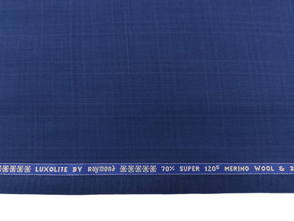 Raymond Luxolite 70% Wool Super 120's Premium Suiting Fabric (Blue, Checks)