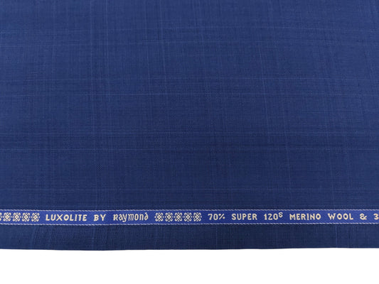 Raymond Luxolite 70% Wool Super 120's Premium Suiting Fabric (Blue, Checks)