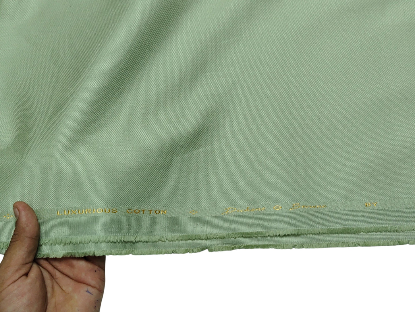 Dickens & Browne 100% Cotton Stretch Suiting Fabric (Pista Green, Textured)
