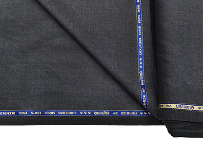 Raymond Infiniza 50% Wool Super 100's Suiting Fabric (Dark Grey, Plain Weave)