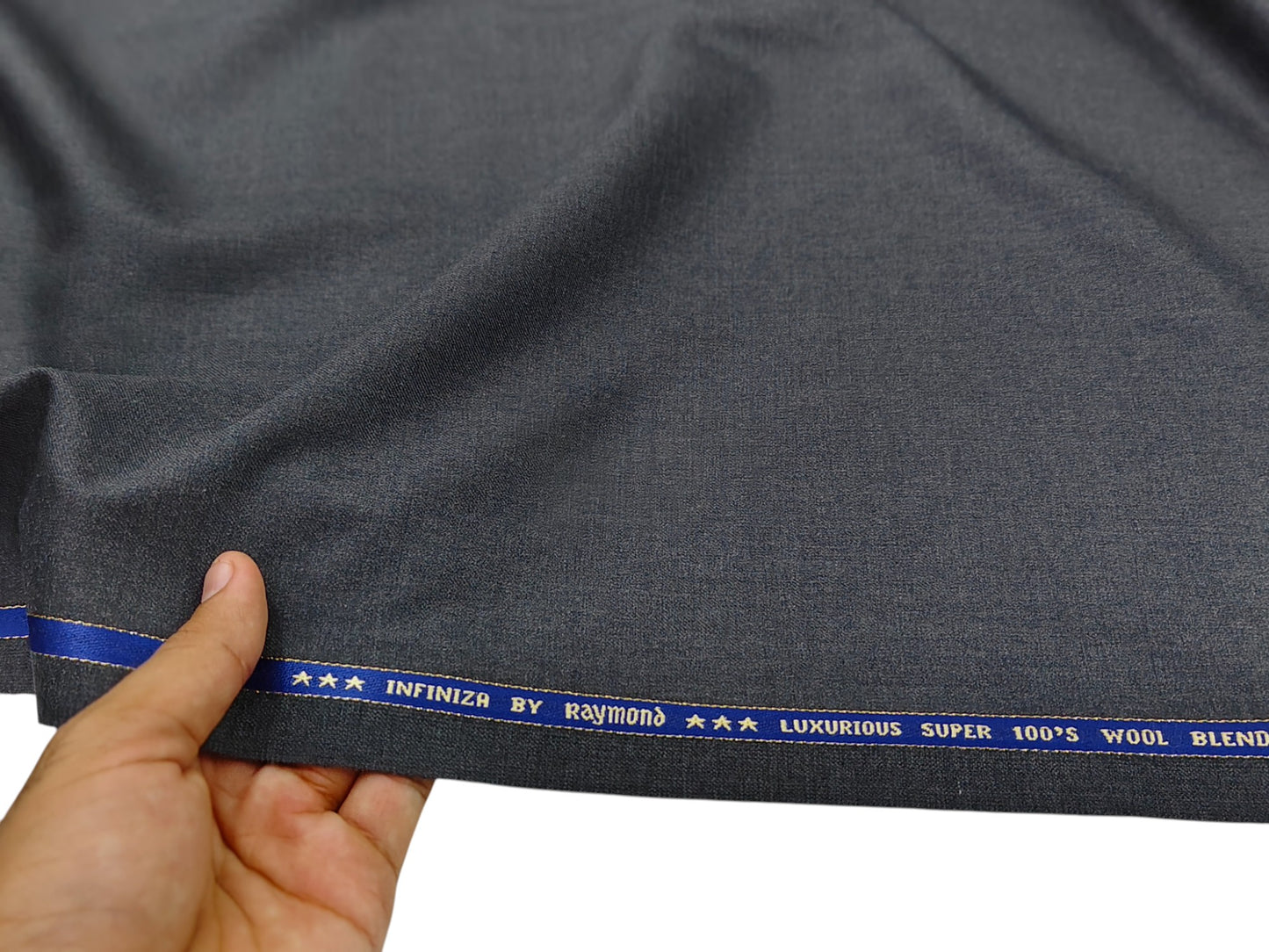 Raymond Infiniza 50% Wool Super 100's Suiting Fabric (Dark Grey, Plain Weave)