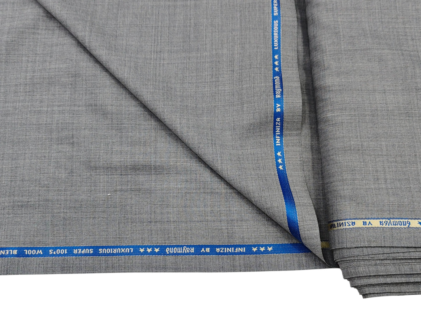 Raymond Infiniza 50% Wool Super 100's Suiting Fabric (Light Grey, Plain Weave)