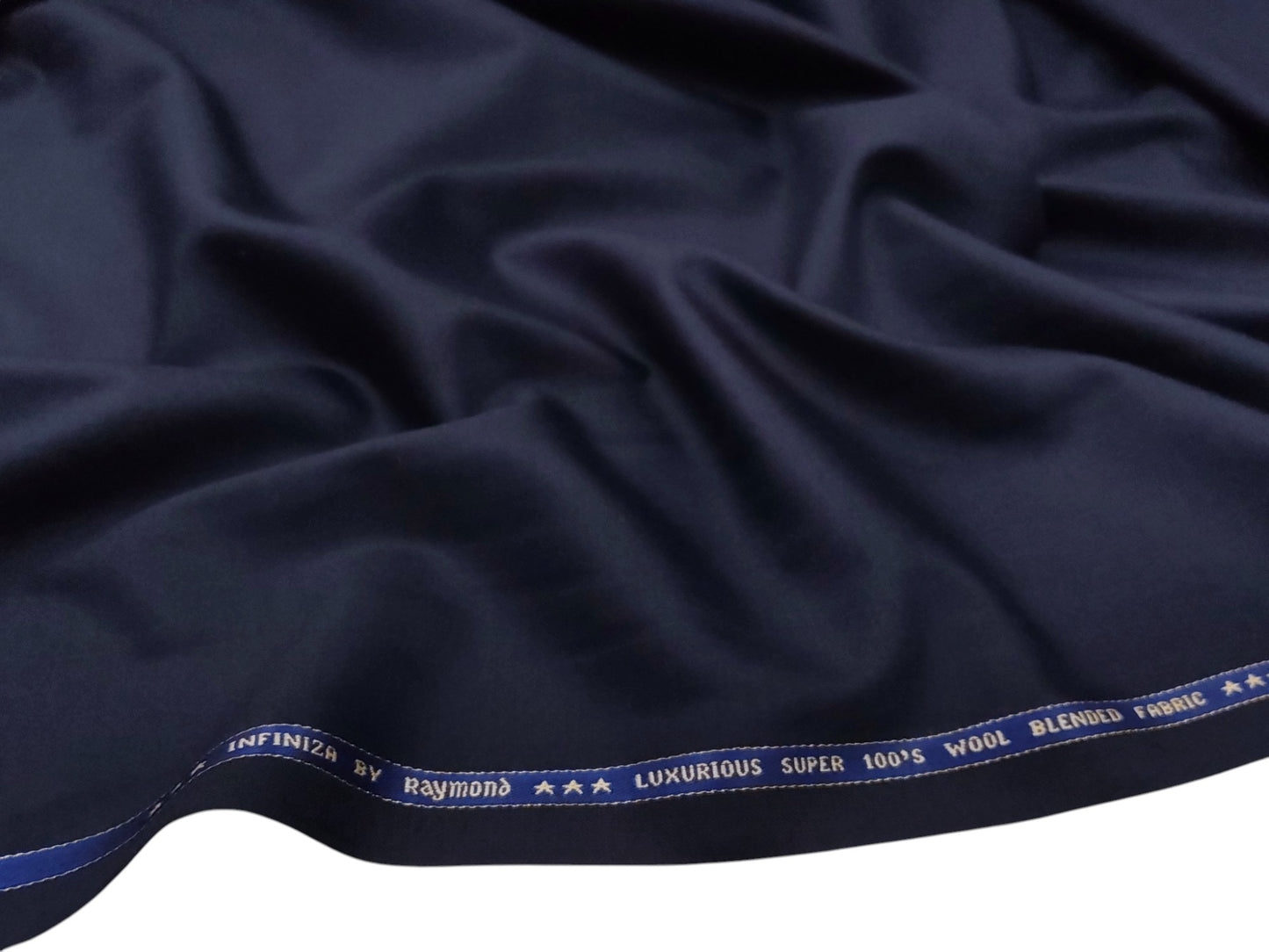 Raymond Infiniza 50% Wool Super 100's Suiting Fabric (Navy Blue, Plain Weave)