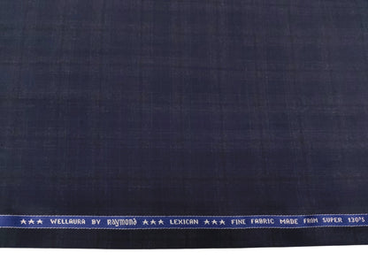Raymond Lexican Super 130's Premium Suiting Fabric (Navy Blue, Checks)