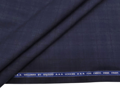 Raymond Lexican Super 130's Premium Suiting Fabric (Navy Blue, Checks)