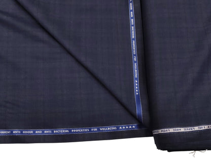 Raymond Lexican Super 130's Premium Suiting Fabric (Navy Blue, Checks)