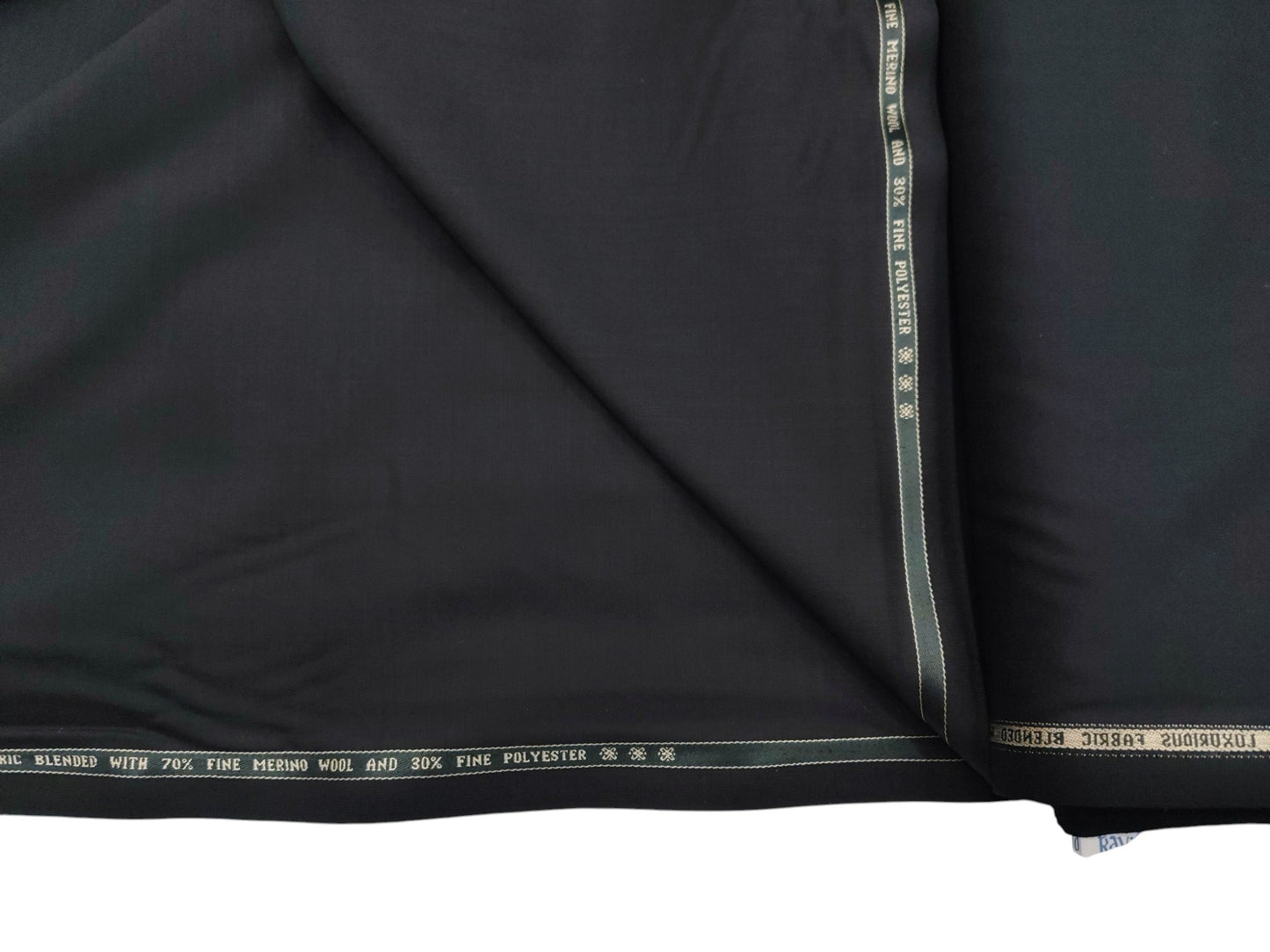 Raymond The Elanza Collection 70% Wool Super 120's Suiting Fabric (Pure Black, Plain Weave)