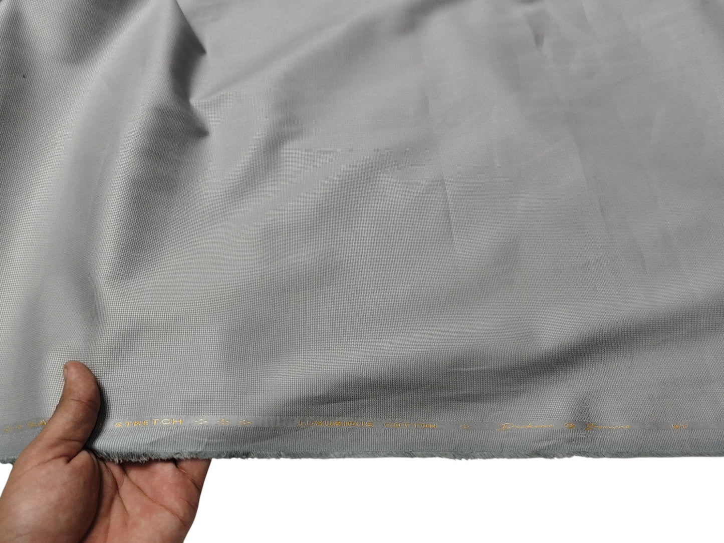 Dickens & Browne 100% Cotton Stretch Suiting Fabric (Silver Grey, Textured)