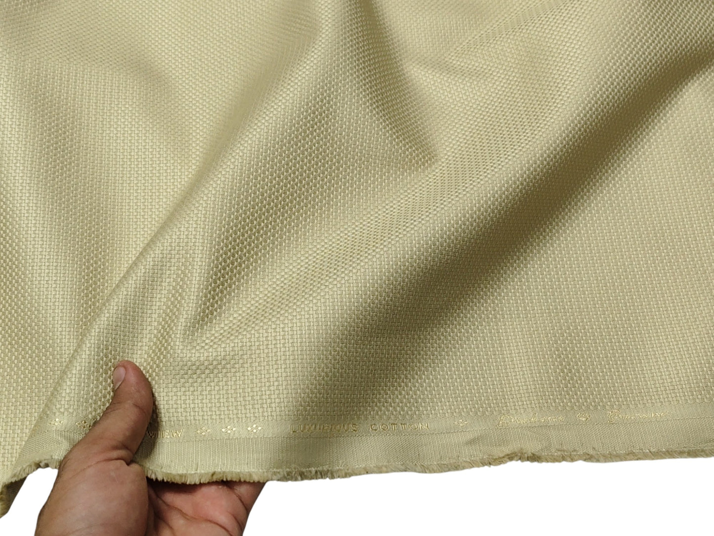 Dickens & Browne Hill View 100% Cotton Stretch Suiting Fabric (Soft Gold, Textured)