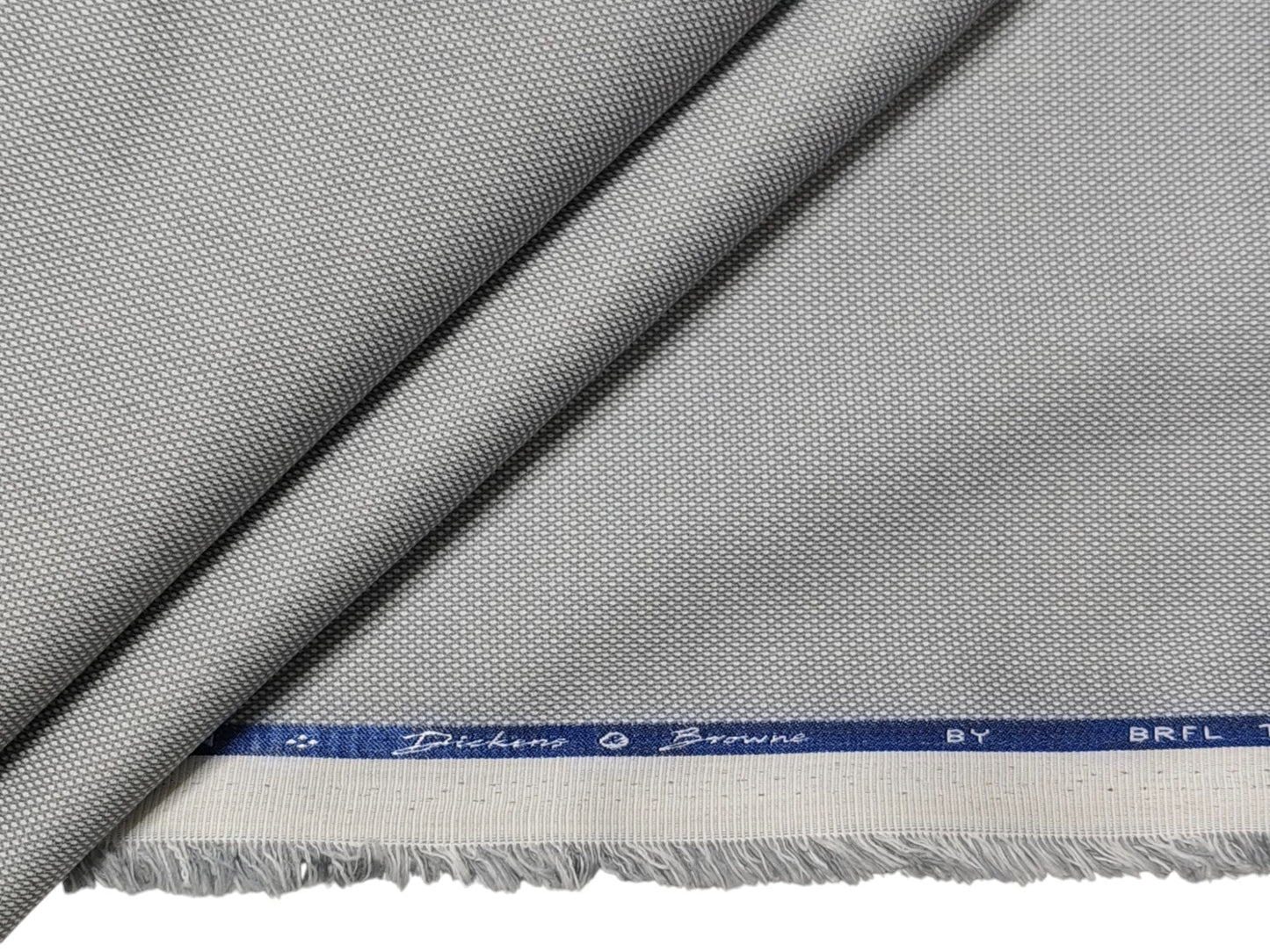 Dickens & Browne 100% Cotton Stretch Suiting Fabric (Light Grey, Textured)