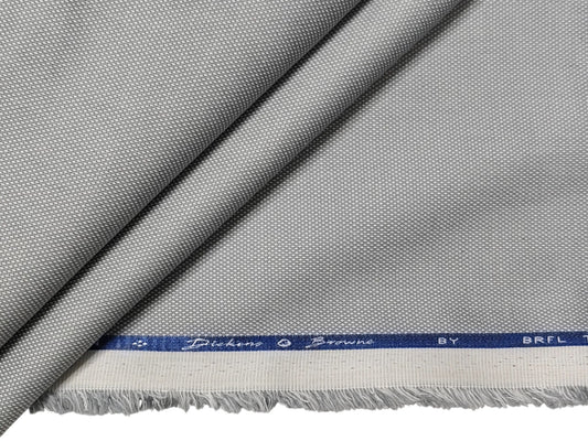 Dickens & Browne 100% Cotton Stretch Suiting Fabric (Light Grey, Textured)
