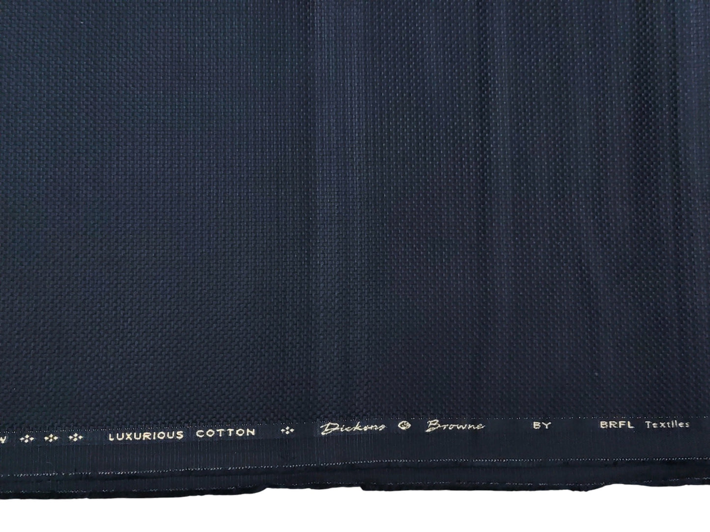 Dickens & Browne Hill View 100% Cotton Stretch Suiting Fabric (Navy Blue, Textured)