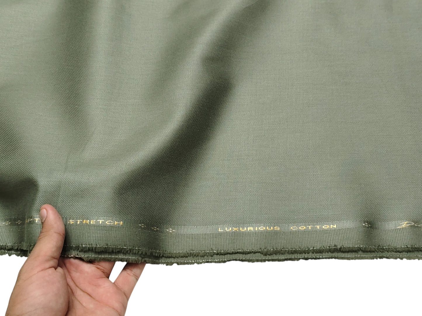 Dickens & Browne 100% Cotton Stretch Suiting Fabric (Pastel Green, Textured)