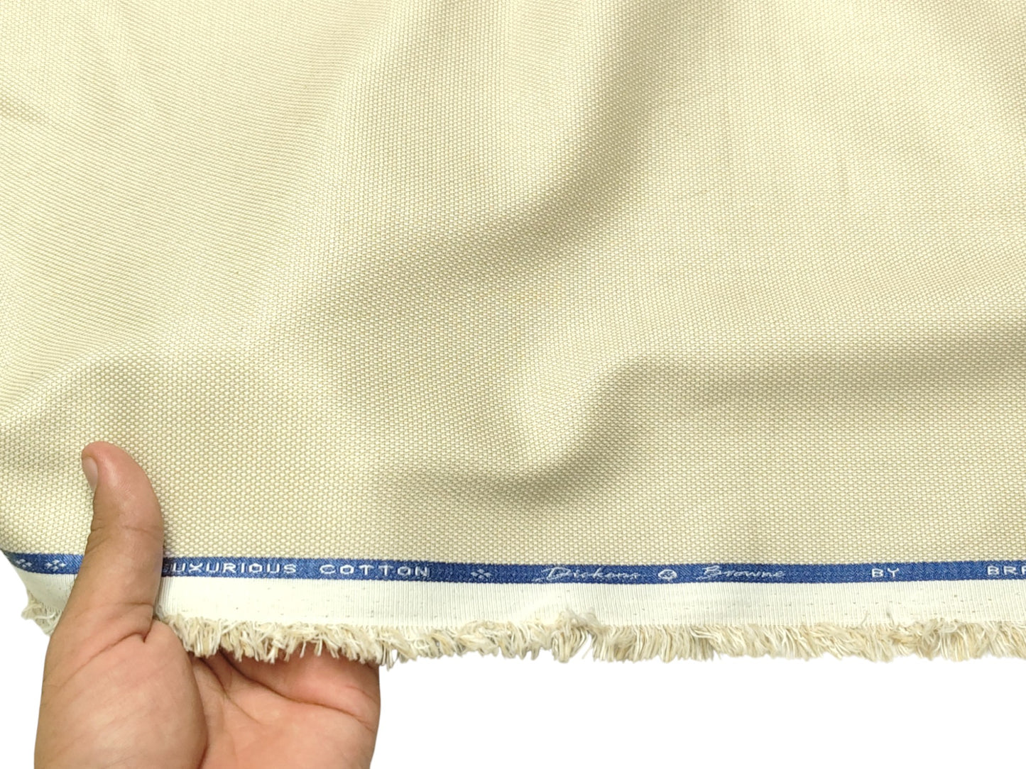 Dickens & Browne 100% Cotton Stretch Suiting Fabric (Beige Cream, Textured)