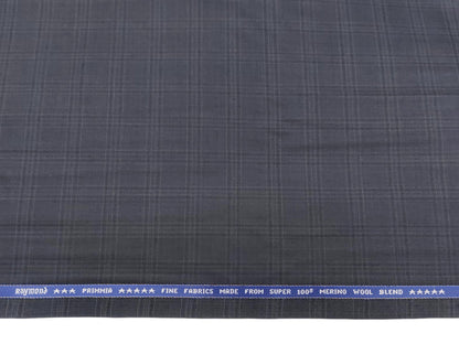 Raymond Primmia Super 100's Suiting Fabric (Gray, Checks)