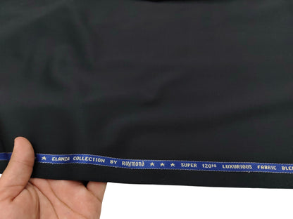Raymond Elanza Collection 70% Wool Super 120's Suiting Fabric (Black, Plain Weave)