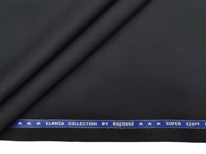 Raymond Elanza Collection 70% Wool Super 120's Suiting Fabric (Black, Plain Weave)
