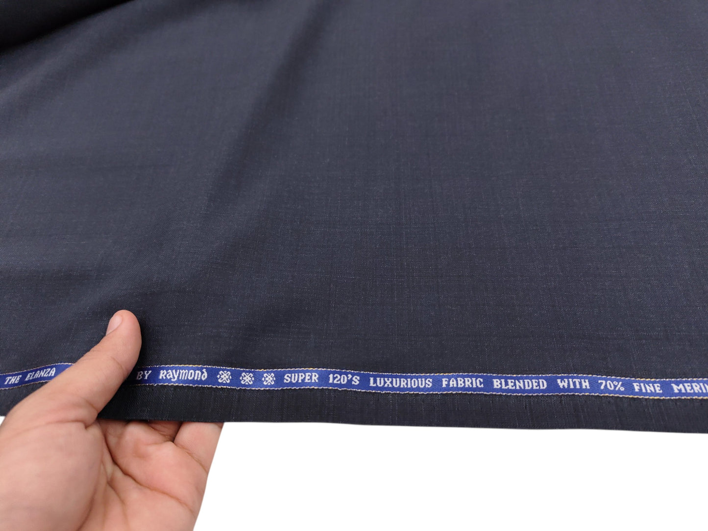 Raymond The Elanza Collection 70% Wool Super 120's Suiting Fabric (Blueish Grey, Self Design)