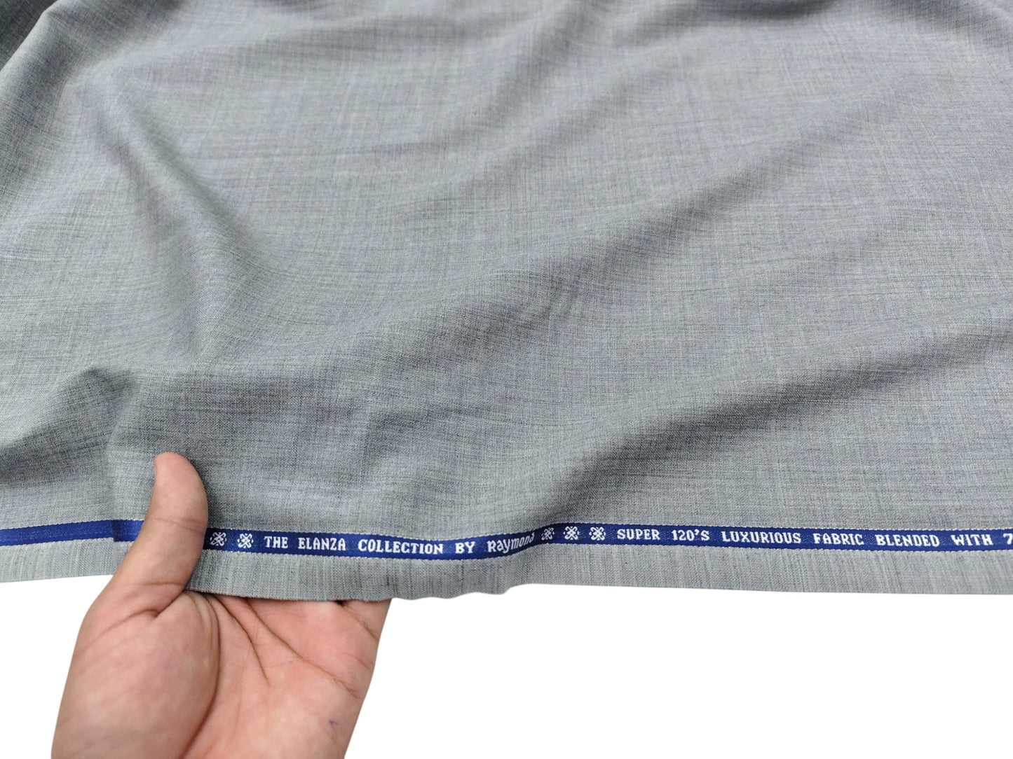Raymond The Elanza Collection 70% Wool Super 120's Suiting Fabric (Light Grey, Self Design)