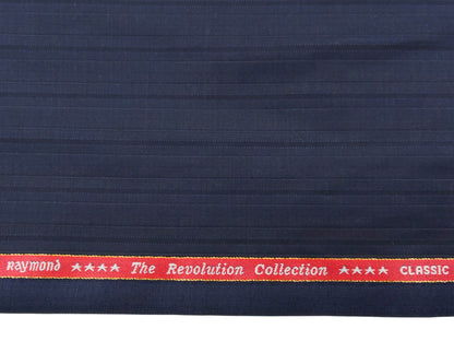 Raymond Classic Gold Super 120's Suiting Fabric (Navy Blue, Striped)