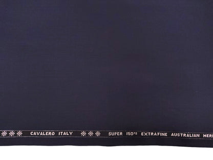 Cavalero Italy 95% Wool Super 150s Suiting Fabric (Navy Blue, Plain Weave)
